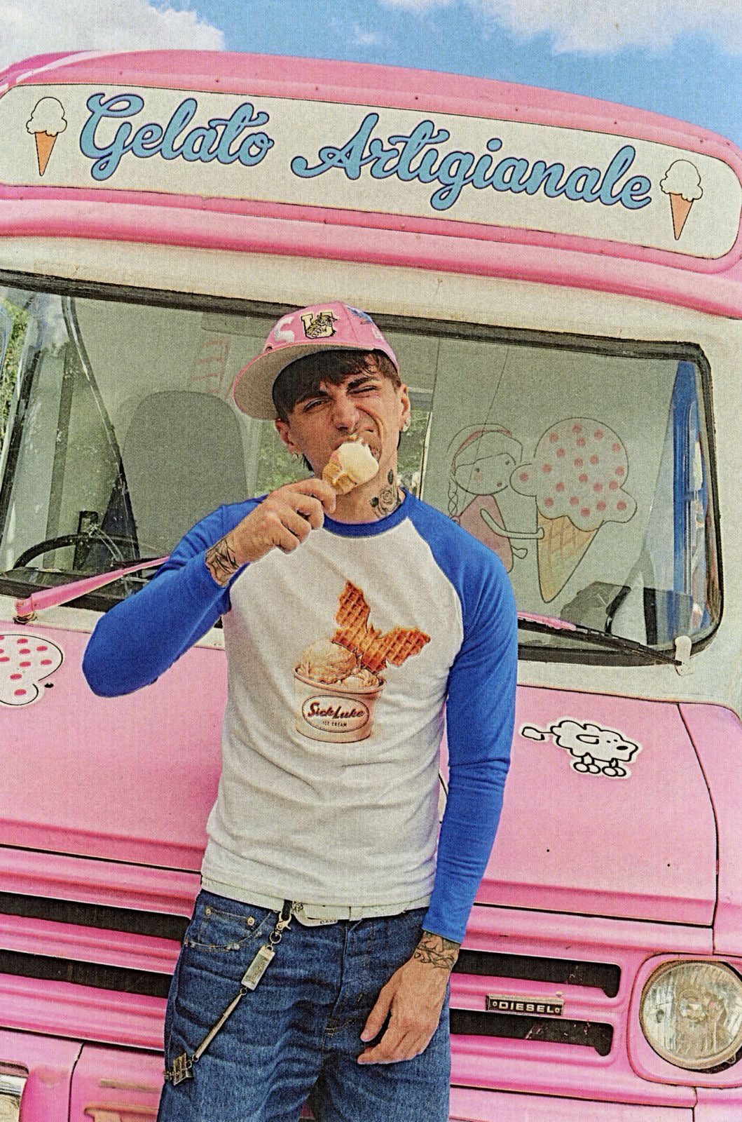 Sick Luke Longsleeve Ice Cream Tee - Blue